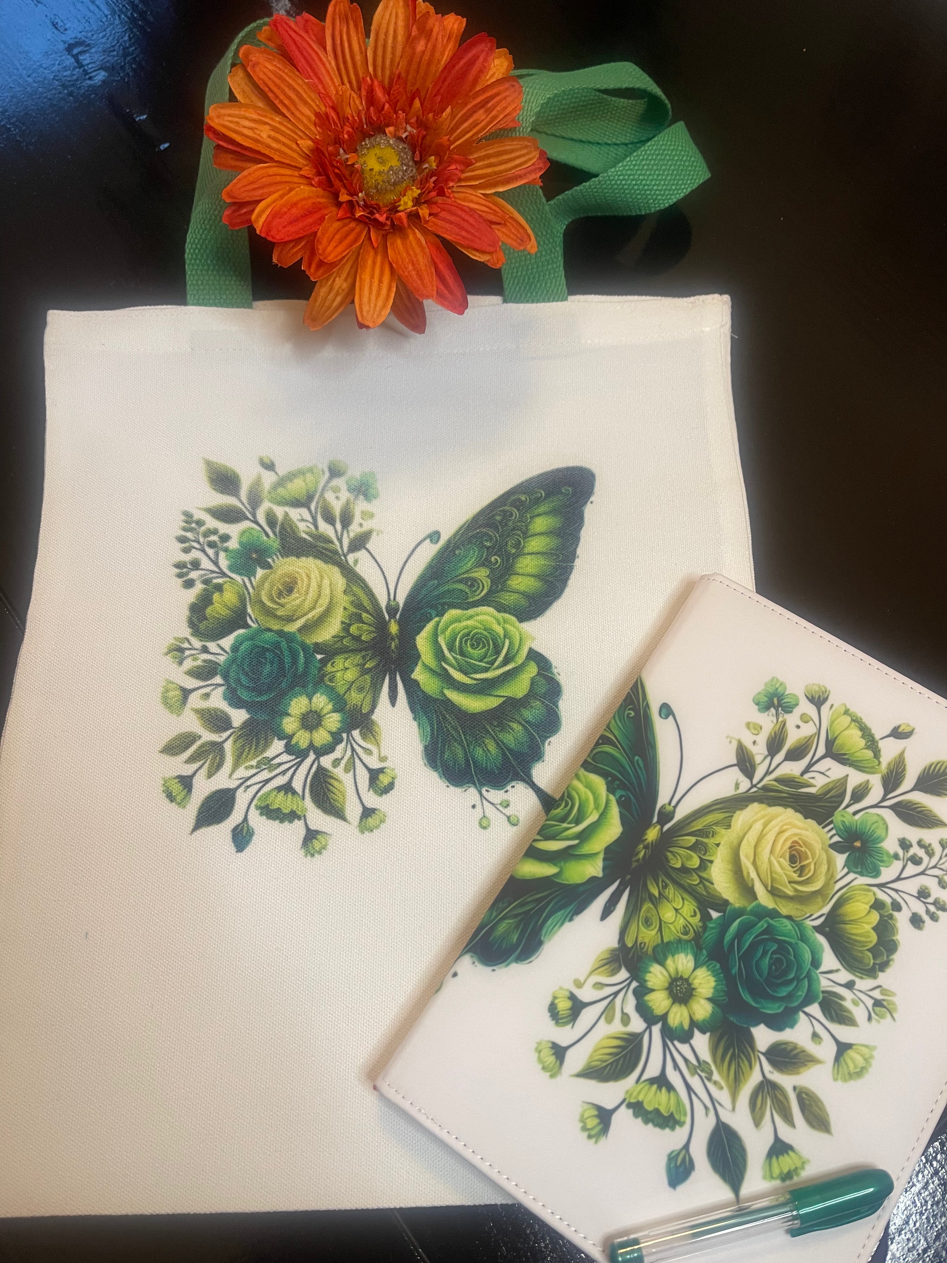Emerald Green Butterfly bag and Journal gift set.